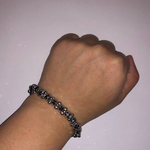Jewelry: Silver/Charcoal Beading Bracelet